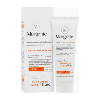 فلوئید ضد آفتاب بی رنگ مارگریت با SPF50 مناسب پوست چرب و مستعد آکنه حجم 50 میل